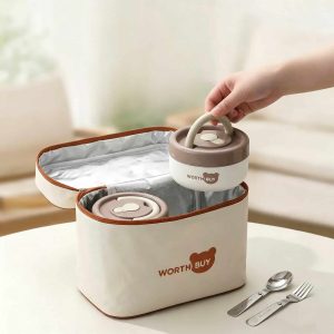 Portable Thermal Food Jar Set with Lunch Bag & Cutlery